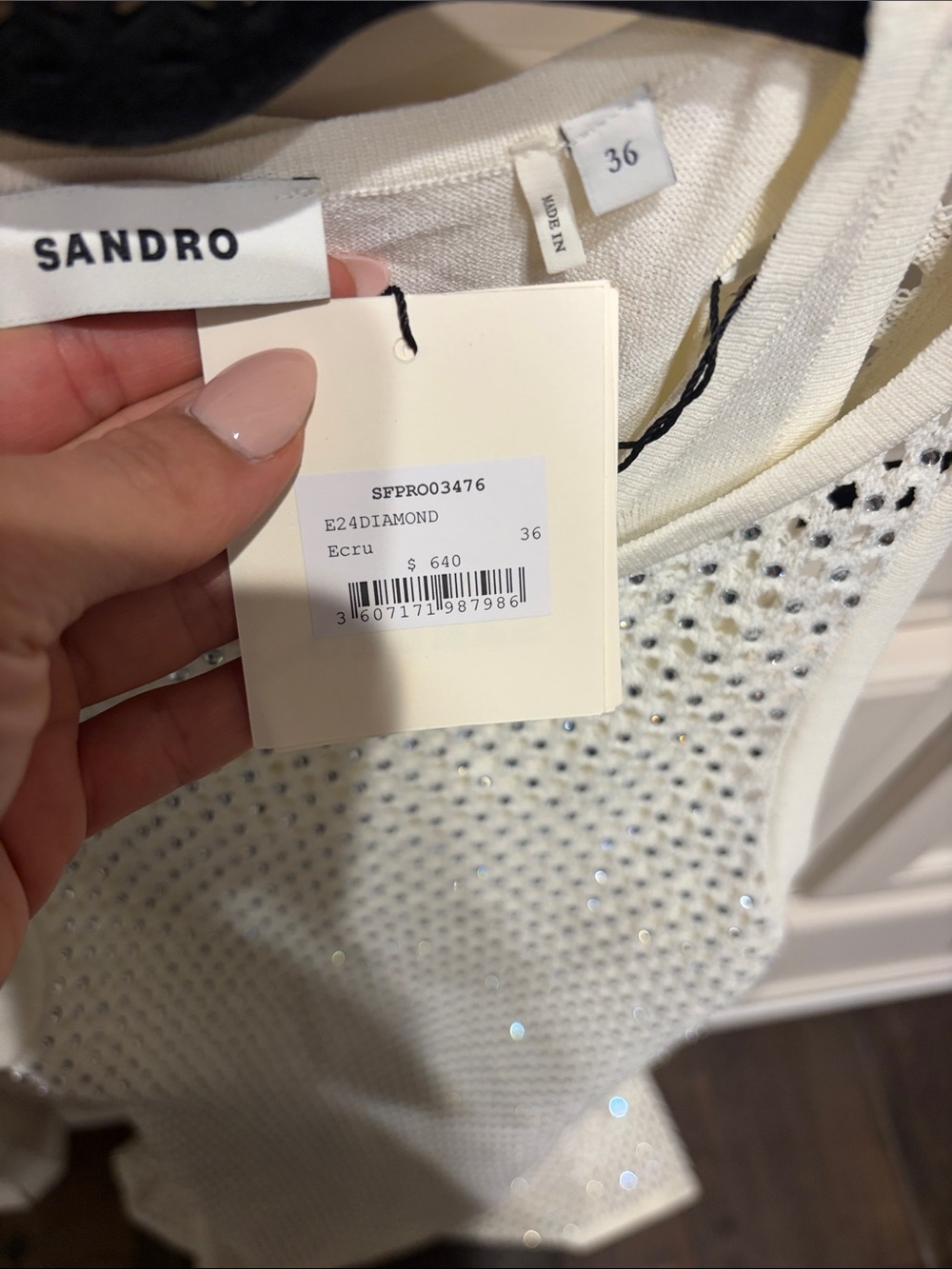 Sandro Cream Open-Knit Sleeveless Maxi Dress - Picture 2 of 2